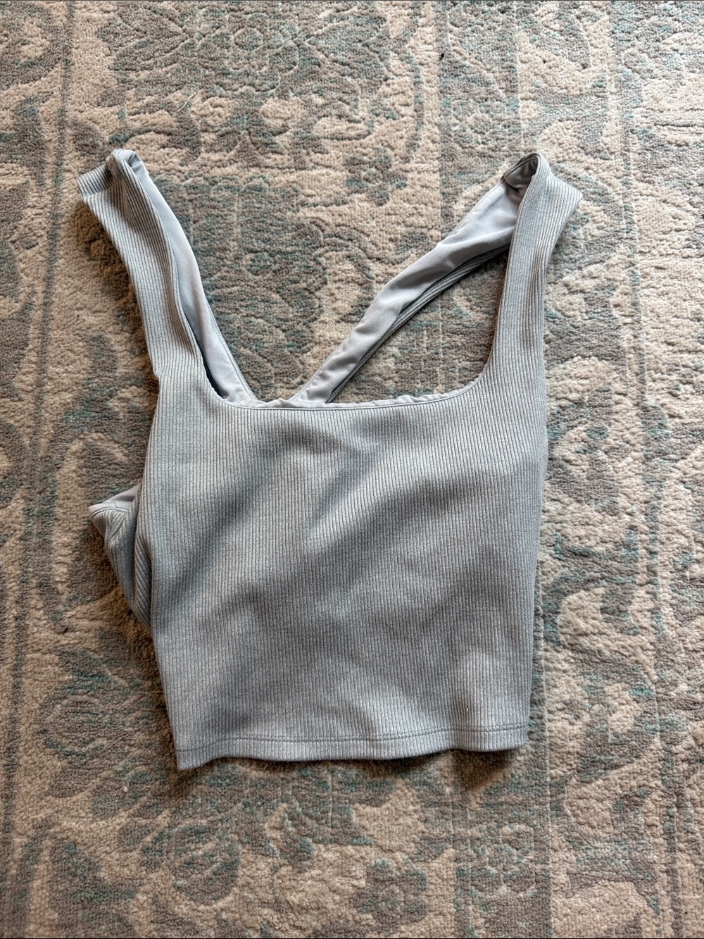 Alo yoga - Ribbed Square-Neck Tank Top - Light Gray
